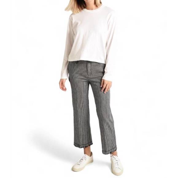 NEW ATM railroad stripe frayed hem pant in indigo white stripe - Picture 4 of 4